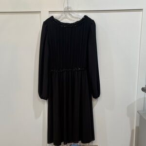 Vintage 70s Boston Maid Pleated Blouson Black Women's Dress